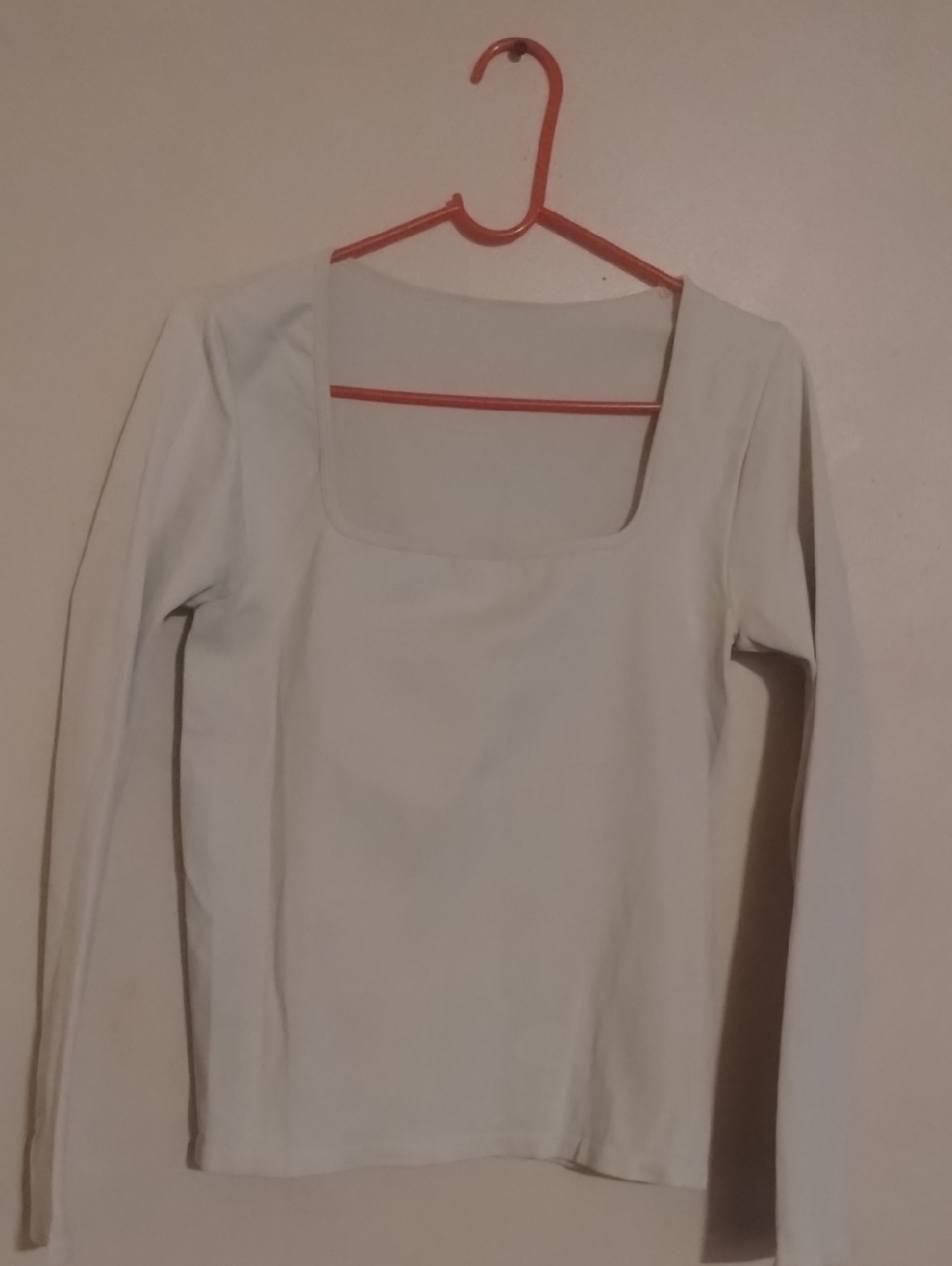 Classic Square Neck Long-Sleeve Top in White